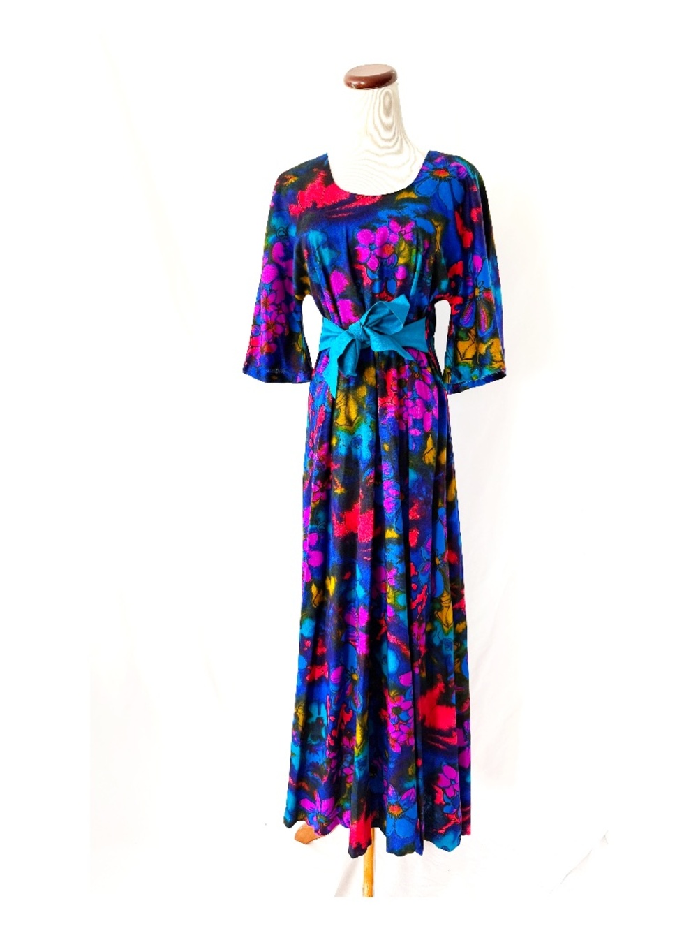 Vintage 1970s Kaftan Dress Muumuu Dress Two Potato Laguna Beach California Small